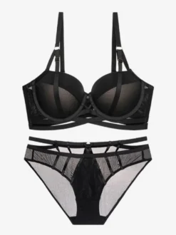 Ensemble De Lingerie Bleue À Armatures 2 Pièces Soutien-Gorge Push-Up Culotte