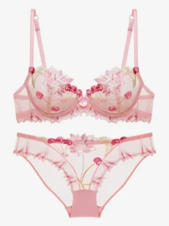 Ensemble De Lingerie Chic À Fleurs Transparentes Culotte En Dentelle 2 Pièces