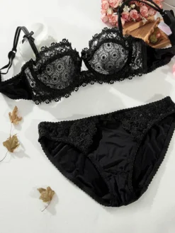 Ensemble de lingerie 2 pièces en dentelle blanche soutien-gorge culotte string