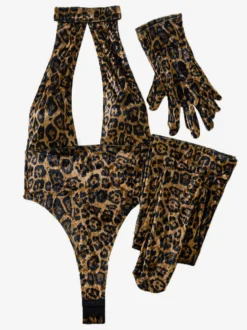 Ensemble de lingerie sexy 3 pièces pour femme imprimé léopard marron café