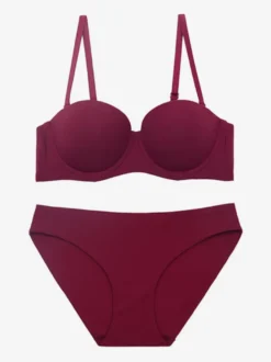 Ensemble de lingerie : soutien-gorge demi-bonnet sans coutures à armatures et culotte taille mi-haute