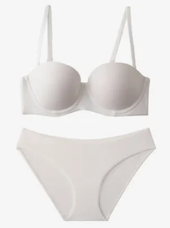 Ensemble de lingerie : soutien-gorge demi-bonnet sans coutures à armatures et culotte taille mi-haute