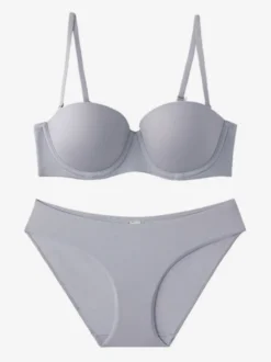 Ensemble de lingerie : soutien-gorge demi-bonnet sans coutures à armatures et culotte taille mi-haute