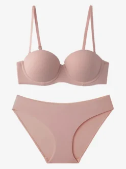 Ensemble de lingerie : soutien-gorge demi-bonnet sans coutures à armatures et culotte taille mi-haute