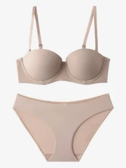 Ensemble de lingerie : soutien-gorge demi-bonnet sans coutures à armatures et culotte taille mi-haute