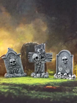 Ensemble de mini-trios de pierres tombales pour décoration d'Halloween en résine