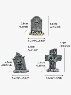 Ensemble de mini-trios de pierres tombales pour décoration d'Halloween en résine