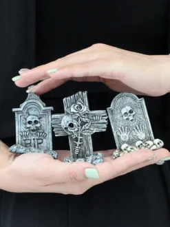 Ensemble de mini-trios de pierres tombales pour décoration d'Halloween en résine