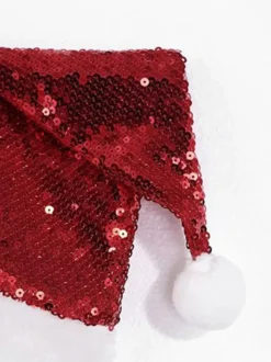Ensemble de Noël pour fille robe chapeau rouge costumes de vacances de Noël en polyester