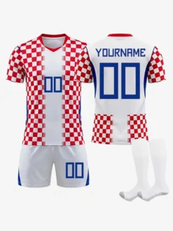Ensemble de 3 pièces à carreaux personnalisés pour le maillot domicile de l'équipe nationale croate 2026
