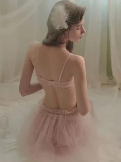 Ensemble de pyjama dos nu rose poudré 2 pièces