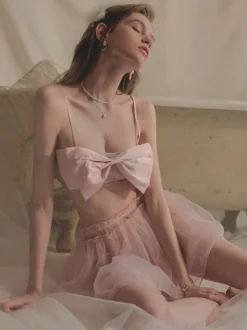 Ensemble de pyjama dos nu rose poudré 2 pièces