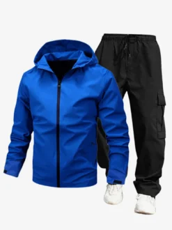 Ensemble De Sport À Capuche Pantalon Noir Football Entraînement Confortable