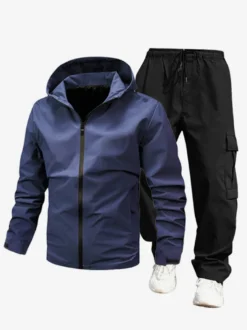 Ensemble De Sport À Capuche Pantalon Noir Football Entraînement Confortable