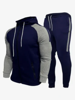 Ensemble De Sport Zipper Pantalon Noir Football Entraînement Confortable