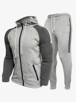 Ensemble De Sport Zipper Pantalon Noir Football Entraînement Confortable