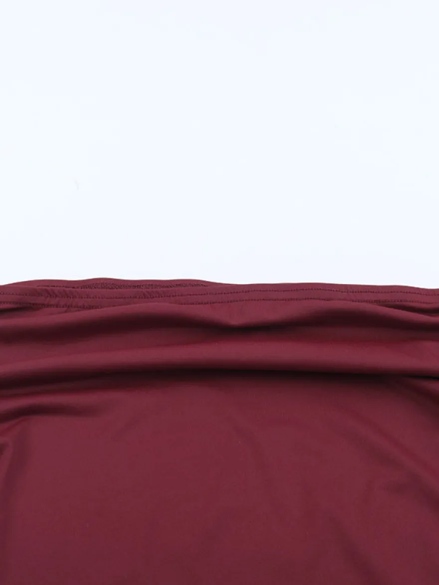 Ensemble deux pièces bordeaux chic pour rendez-vous : jupe sans manches dos nu à col en V