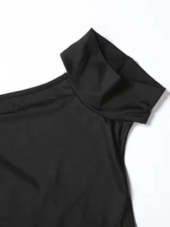 Ensemble deux pièces noir sexy pour femme - Body dos nu à col montant et jupe longue - Soirée d'été 2026