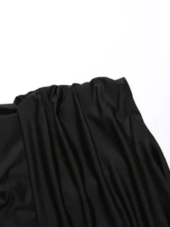 Ensemble deux pièces noir sexy pour femme - Body dos nu à col montant et jupe longue - Soirée d'été 2026