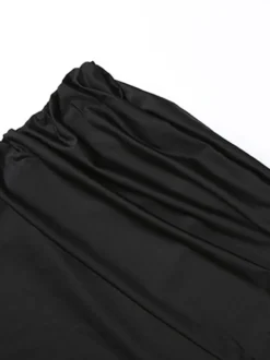 Ensemble deux pièces noir sexy pour femme - Body dos nu à col montant et jupe longue - Soirée d'été 2026