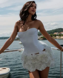 Ensemble deux pièces pour femme corset bustier et mini-jupe rose 3D tenue d'anniversaire 2026