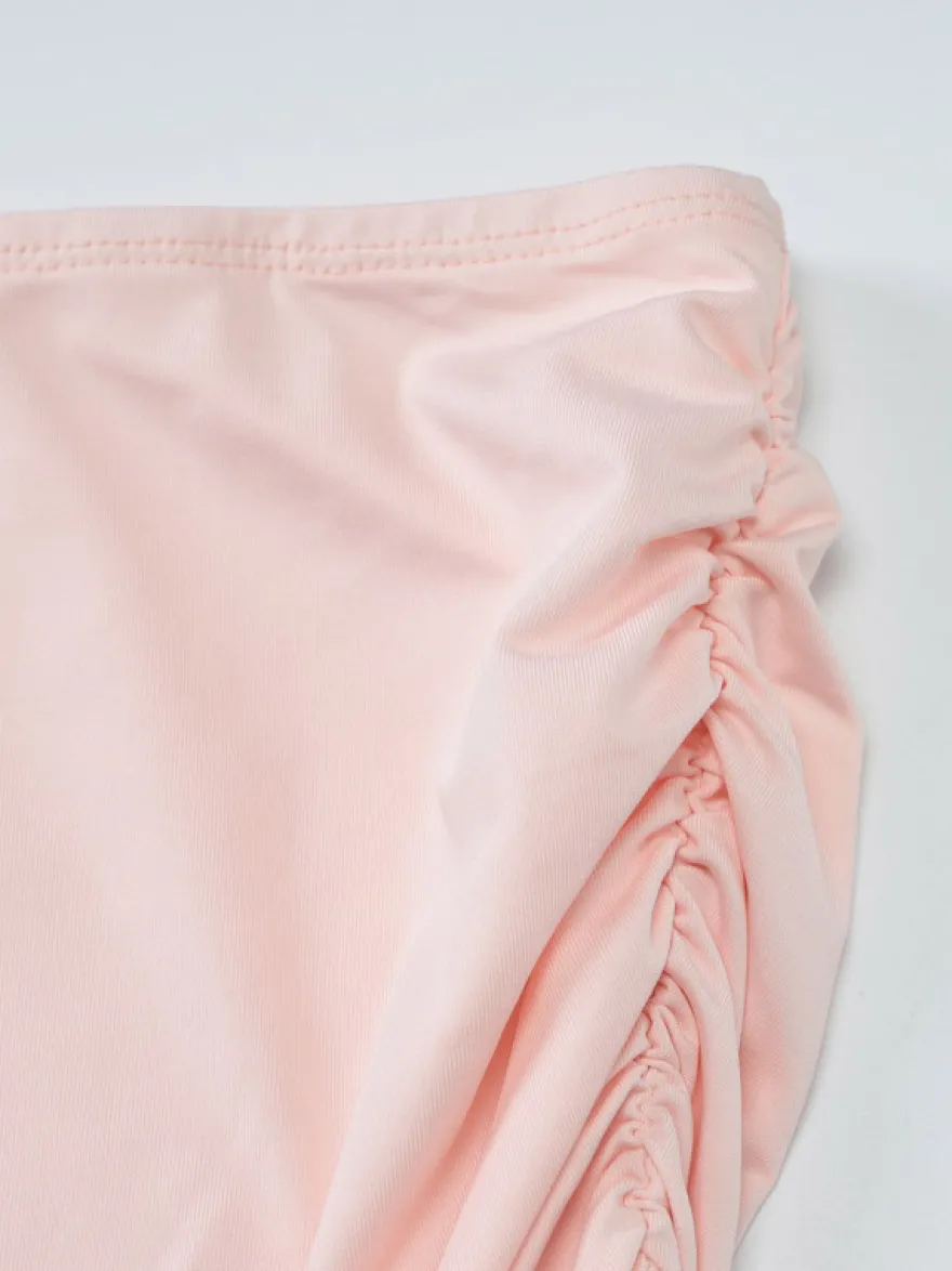 Ensemble deux pièces rose chic plissé jupe dos nu sans manches