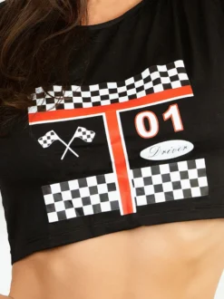 Ensemble haut et jupe sexy de pilote de course en polyester