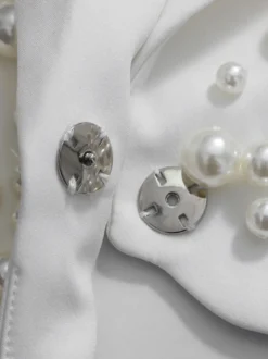 Ensemble jupe et blazer orné de perles pour femme - Ensemble deux pièces sexy asymétrique à découpes - Idéal pour une soirée printanière 2026