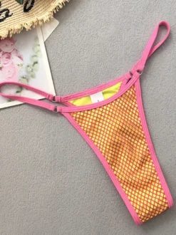 Ensemble maillot de bain en maille bikini de couleur contrastée et mini-jupe cache-maillot pour la plage 2026
