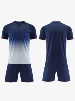 Ensemble Maillot De Football Respirant Homme Sport Flocage Personnalisé Bleu Blanc
