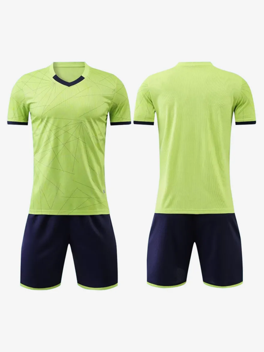 Ensemble Maillot De Football Respirant Homme Sport Flocage Personnalisé Vert