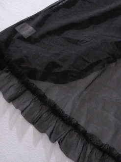 Ensemble nuisette babydoll en dentelle transparente à volants et grand nœud col licou