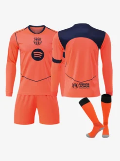 Ensemble 3 pièces à manches longues personnalisé Orange Football Club Away 25/26 pour adultes et enfants