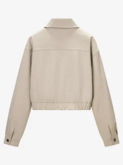 Ensemble 2 pièces : pantalon blanc plissé en polyester col rabattu manches longues.