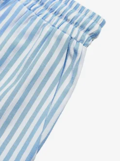 Ensemble 2 pièces pour femme : haut court sans manches à rayures verticales et col en V avec grand nœud et short élastique
