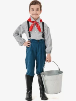 Ensemble salopette pour enfants bleu foncé avec écharpe