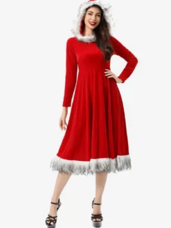 Ensembles de Noël Robe rouge Bloc Costumes Déguisement Noël