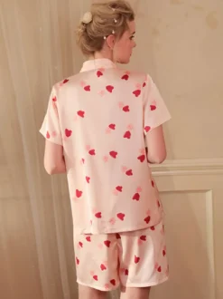 Ensembles de pyjama Lingerie d'intérieur rose en soie