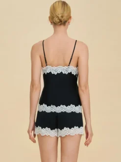 Ensembles de pyjamas en dentelle noire lingerie d'intérieur ensembles 2 pièces