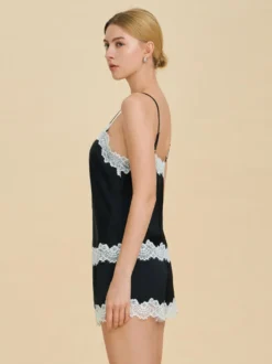 Ensembles de pyjamas en dentelle noire lingerie d'intérieur ensembles 2 pièces