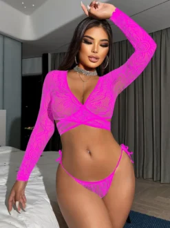 Ensembles de pyjamas noirs ajourés lingerie décontractée pour tous les jours