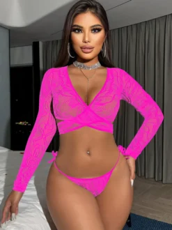 Ensembles de pyjamas noirs ajourés lingerie décontractée pour tous les jours