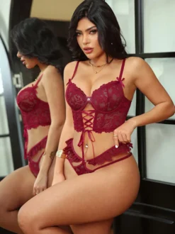 Ensembles 2 pièces en dentelle pour lingerie grandes tailles