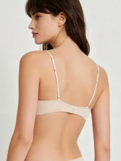 Ensembles soutien-gorge et culotte deux pièces en dentelle couleur chair pour mariée