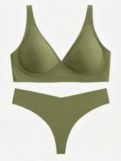 Ensembles soutien-gorge et culotte 2 pièces de lingerie verte
