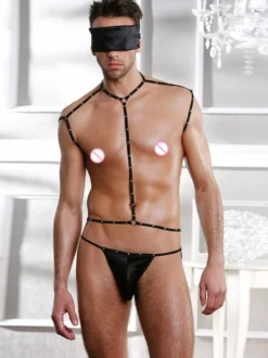 Ensemble string et t-shirt pour homme idéal pour les jeux de rôle sexy en boîte de nuit.