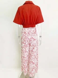Ensemble Tailleur Pantalon Pour Femme Femme Imprimé Pantalons Longues Bicolores Bas Evasée