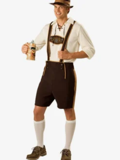 Ensemble Vintage marron café boutons rétro manches longues haut en Polyester Costumes rétro pour hommes