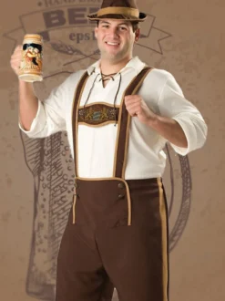 Ensemble Vintage marron café boutons rétro manches longues haut en Polyester Costumes rétro pour hommes
