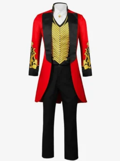 Ensemble Vintage Noir Avec Œillets Rouge Rétro Manches Longues Costumes Hommes Déguisement